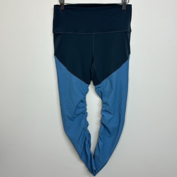 Zyia Storm Parallel Luxe High Waist Ribbed Ruched Colorblock Leggings 6-8 - Picture 2 of 6